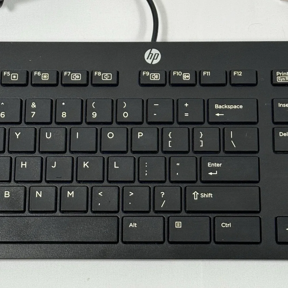 HP Slim Keyboard Kbar211 & Optical Mouse USB Wired Black Genuine Set